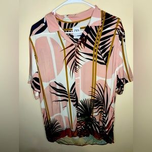 Zara men’s button up shirt multicolored relaxed fit size Large